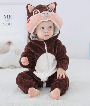 Baby Romper Dierenkostuum Kigurumi - Zacht Flanellen Jumpsuit voor Jongens & Meisjes