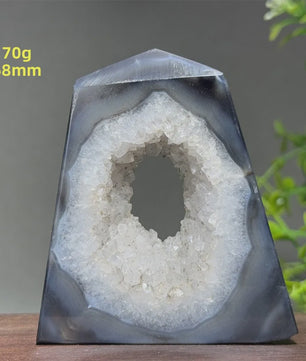 Zwarte Agaat Kristal Geode Obelisk - Natuurlijke Decoratie & Meditatie Steen