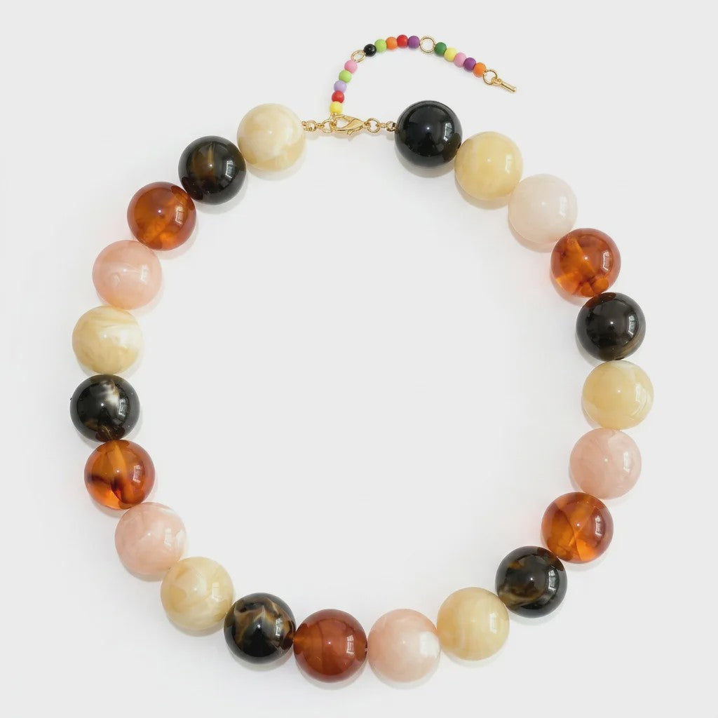 Bohemian Resin Kralen Ketting - Statement Choker met Dubbele Kleuren