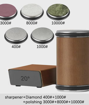 Professionele Messenslijper met Dubbelzijdige Diamantsteen & Magnetische Hoek (15/20°)