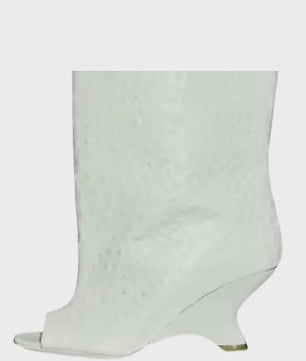 Dames Laarzen met Peep-toe, Hoge Schuine Hak en Kniehoge Schacht - Zomer/Lente Collectie