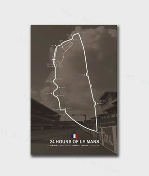 Formule 1 Circuit Poster Canvas - F1 Race Track Kunst Print voor Woonkamer Decoratie