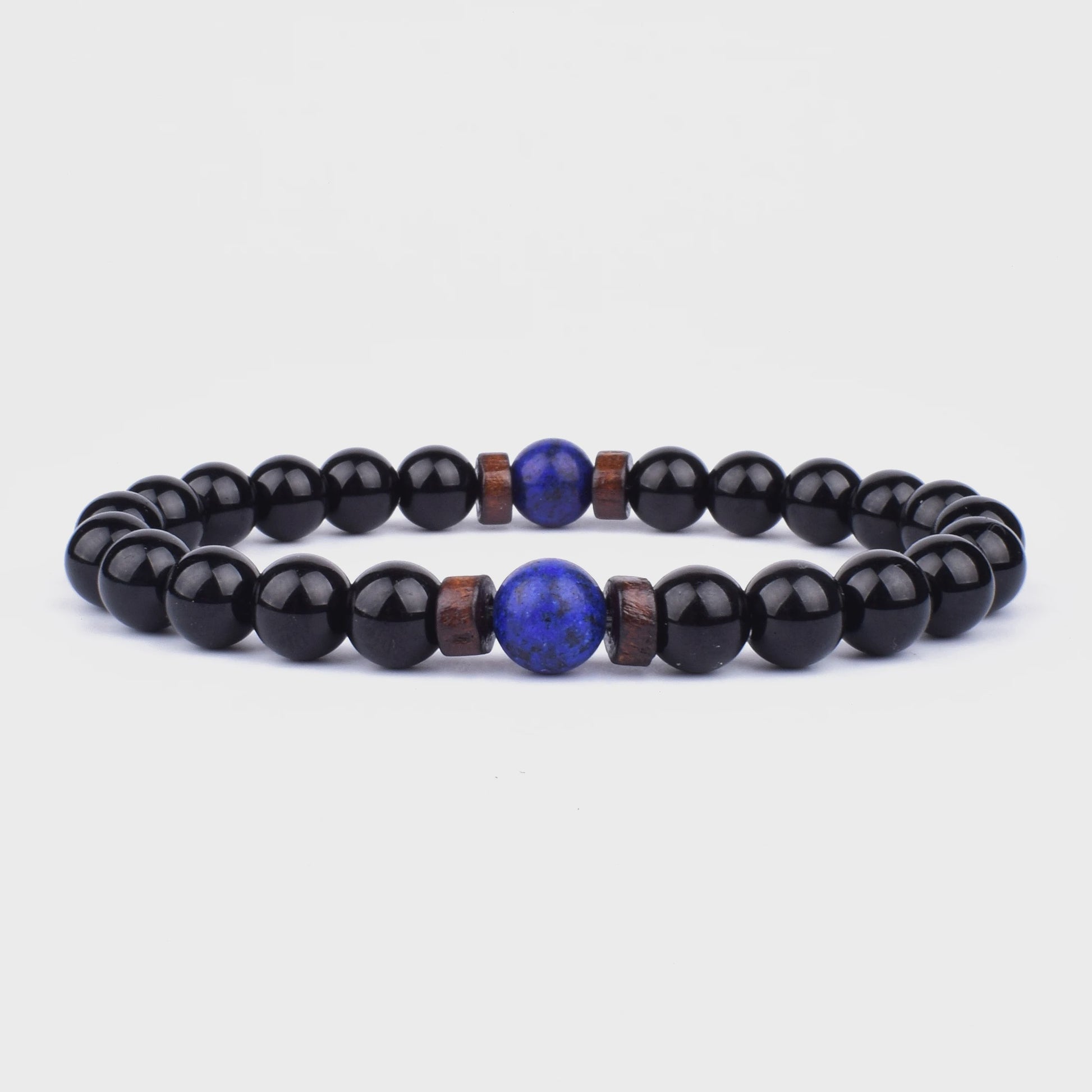 Natuursteen Armband Heren Dames - Lava & Hout Kralen 8mm