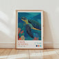 Japanse Kunst Poster: Yayoi Kusama Stijl Vliegende Kraanvogels & Koi Vissen