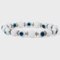Set van 2 Handgemaakte Natuursteen Armbanden met Hanger Oog van Fatima & Lavasteen/Hematiet