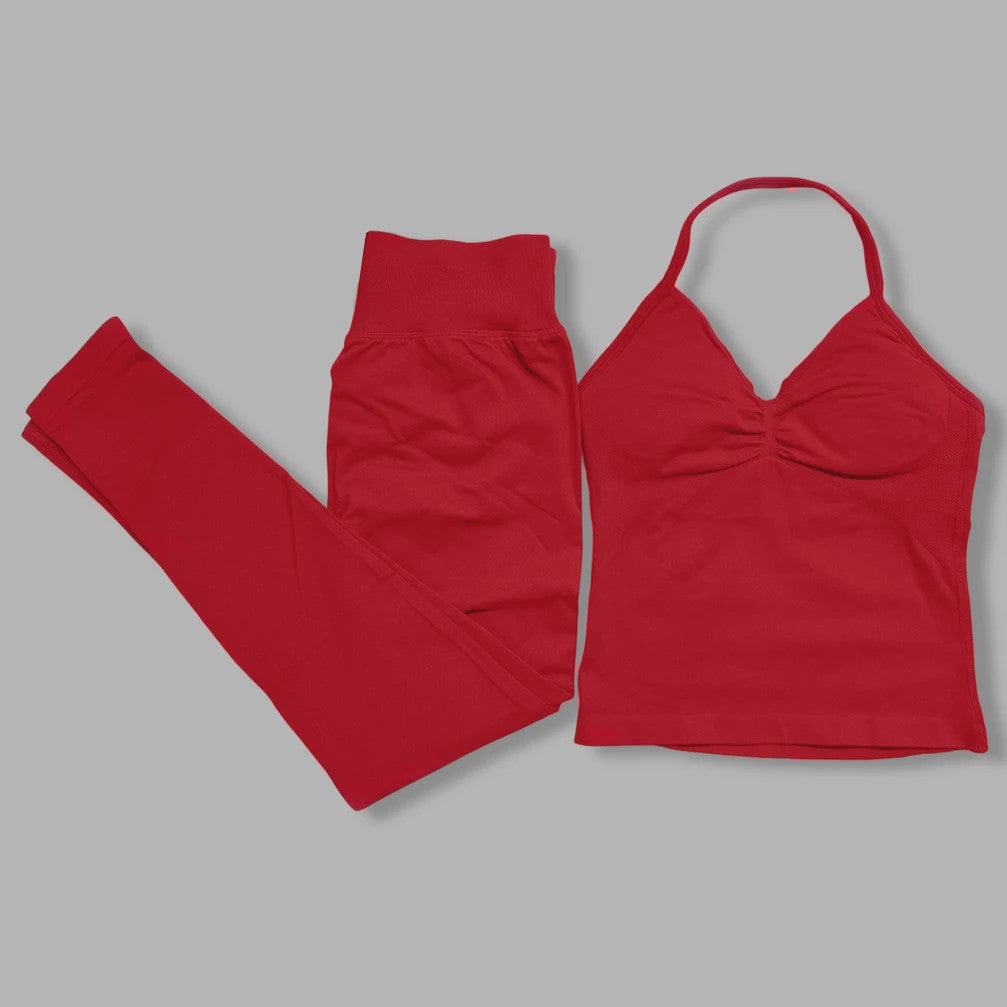 Dames Sportset: Backless Tanktop & Scrunch Seamless Legging