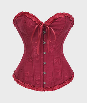 Sexy Jacquard Bustier Corset met Ruches en Push-Up Effect - Gothic Stijl