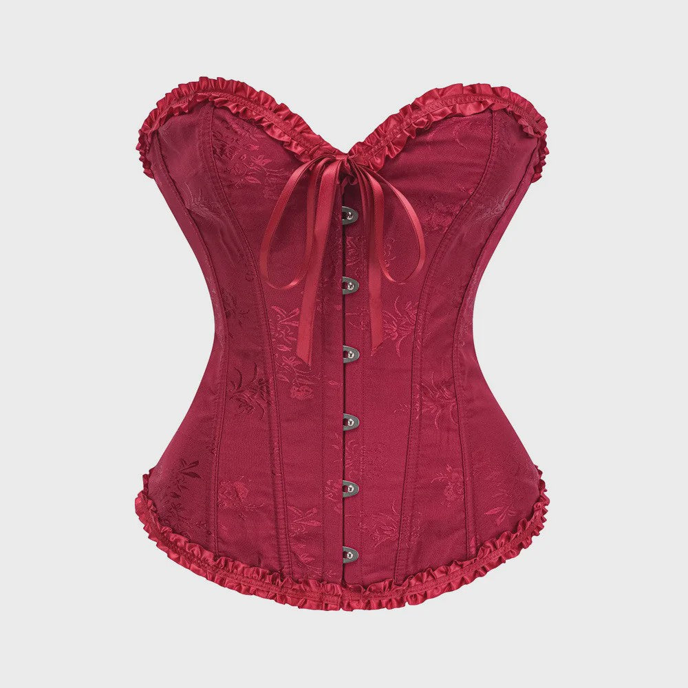 Sexy Jacquard Bustier Corset met Ruches en Push-Up Effect - Gothic Stijl