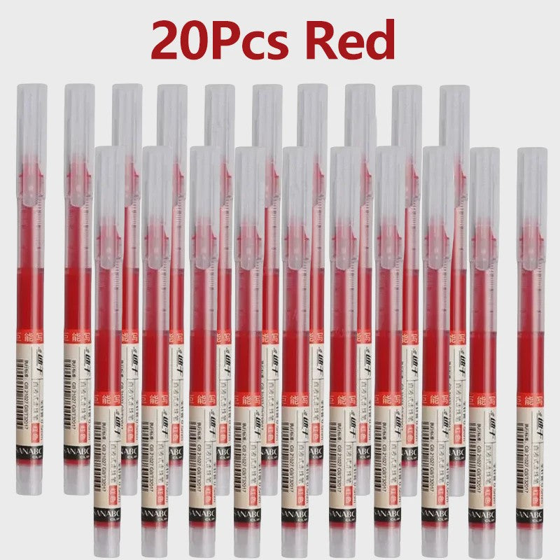 Set van 1-20x Gel Pen Zwart/Blauw/Rood - 0.5mm Naaldpunt voor Studenten & Kantoor