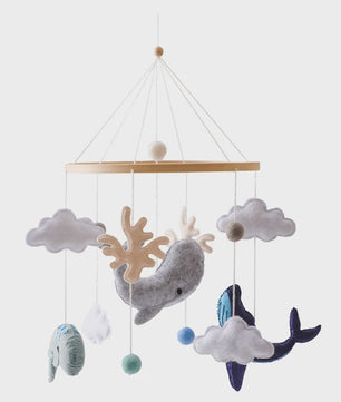 Houten Baby Mobiel voor Ledikant met Teddybeer, Maan en Sterren - Muziek & Rammelaar - Perfect Kraamcadeau