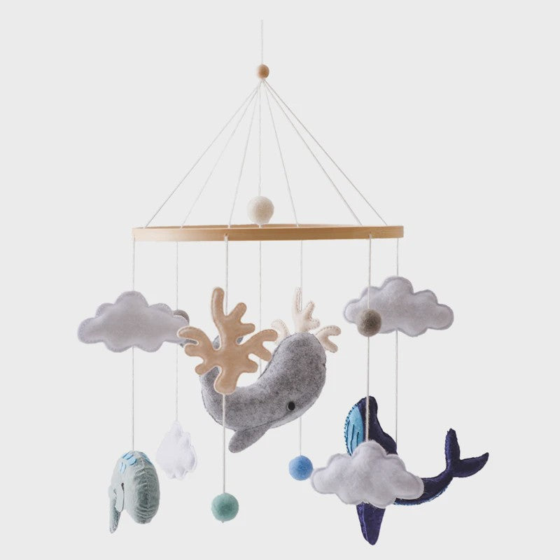 Houten Baby Mobiel voor Ledikant met Teddybeer, Maan en Sterren - Muziek & Rammelaar - Perfect Kraamcadeau
