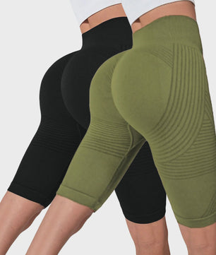 2-Pack Seamless High-Waisted Yoga Shorts met Push-Up Effect - Perfect voor Fitness & Training