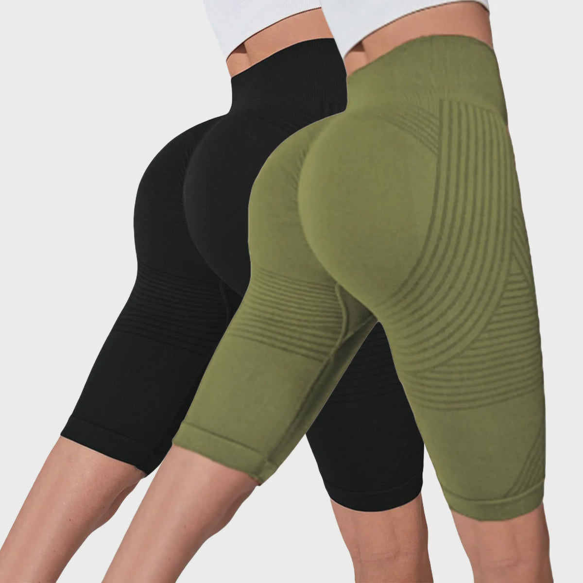 2-Pack Seamless High-Waisted Yoga Shorts met Push-Up Effect - Perfect voor Fitness & Training