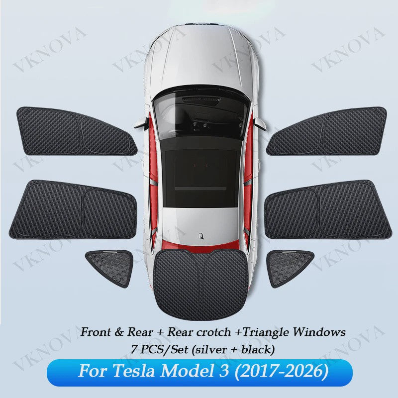 Set Zonneschermen voor Tesla Model 3/Y (2017-2025) - Privacy & UV Bescherming