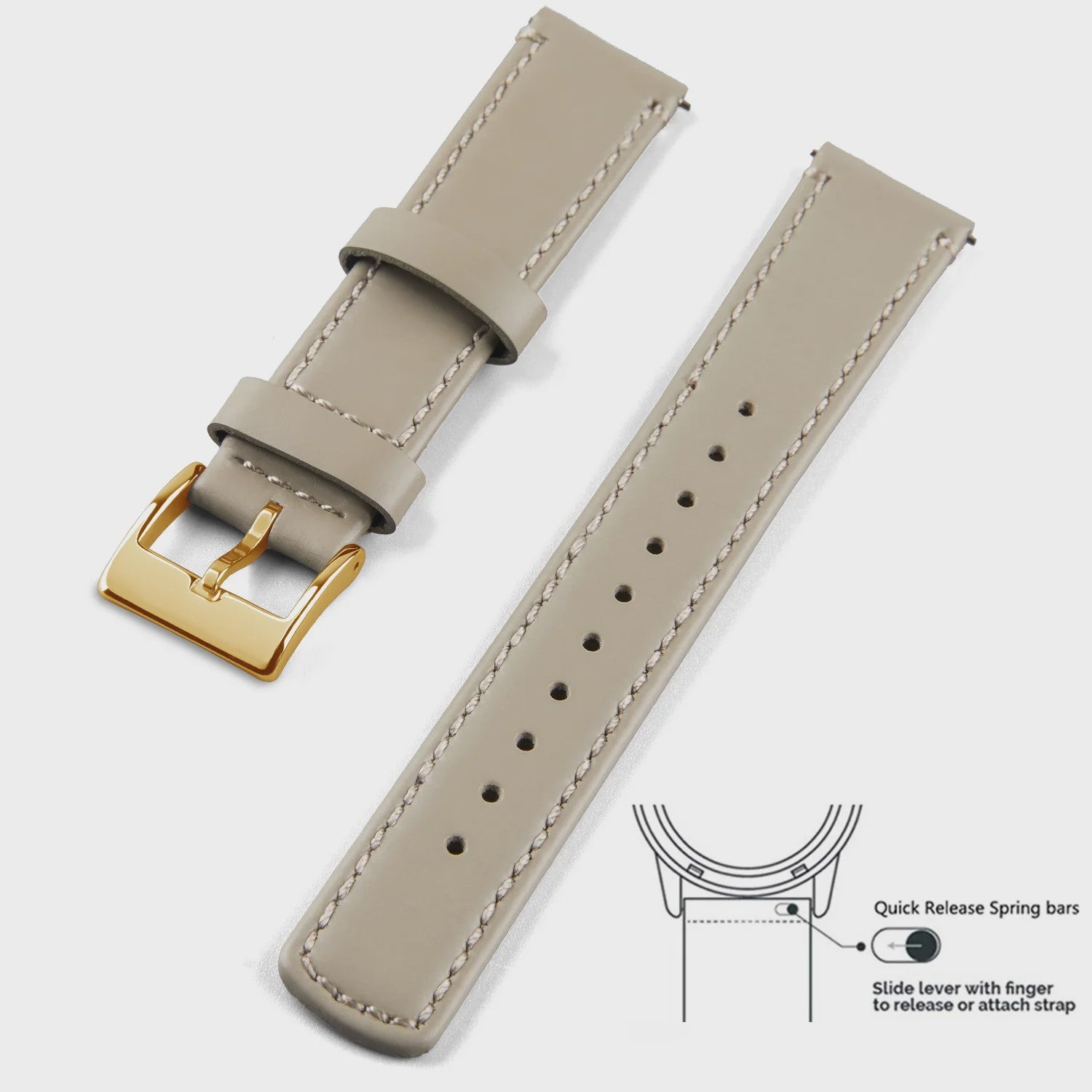 Top Grain Echt Lederen Horlogeband - 20mm/22mm Quick Release - Voor Heren, Dames & Samsung Galaxy Watch