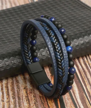 Stijlvolle Heren Armband van Gevlochten Leer - Multi-layer Fashion Accessoire