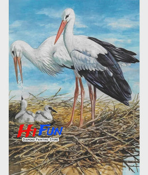 Diamond Painting Ooievaar Kustvogel - Volledige Ronde Diamanten Borduurkit voor Muurkunst
