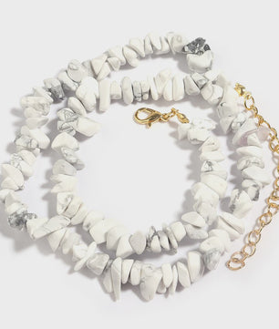 Unieke Natuursteen Choker Ketting - Onregelmatige Kristal & Aquamarijn Chips