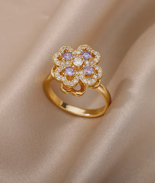 Luxe Gouden Ringen Set: Zirkonia & Boze Oog Design - Verstelbaar & Trendy