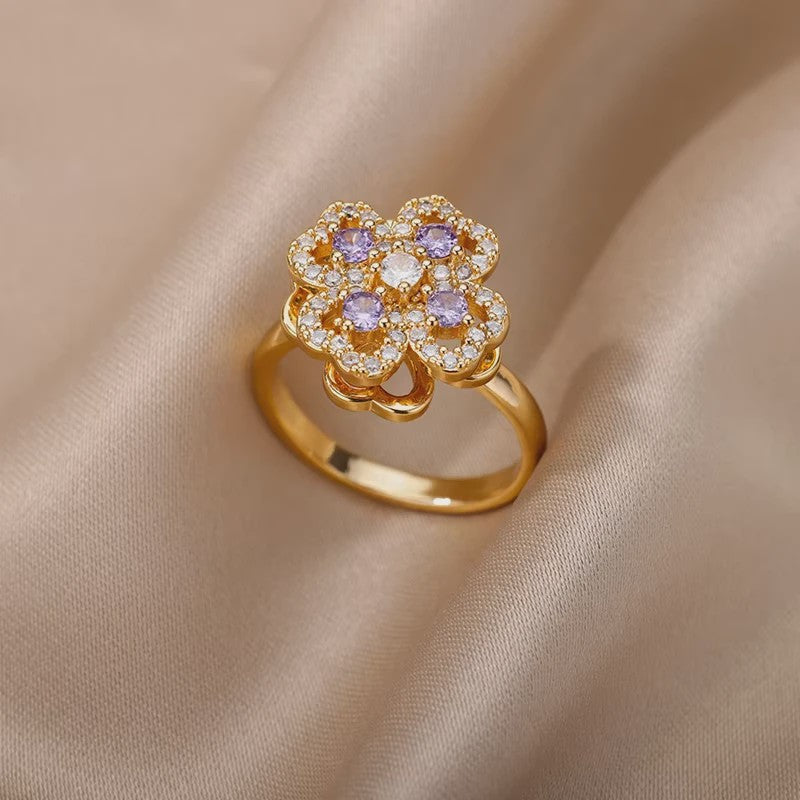 Luxe Gouden Ringen Set: Zirkonia & Boze Oog Design - Verstelbaar & Trendy