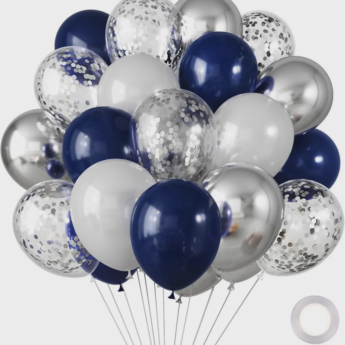30 Stuks Chrome Latex Ballonnen Mix: Wit, Roze & Blauw - Feestdecoratie
