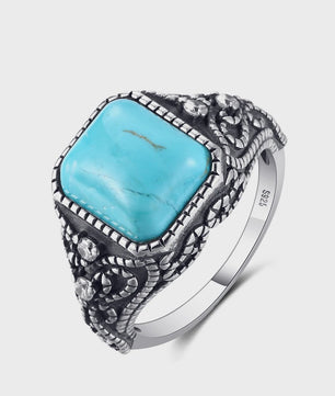 S925 Zilveren Ring met Ovaal Natuurlijke Turkoois - Fijne Sieraden voor Dames en Heren