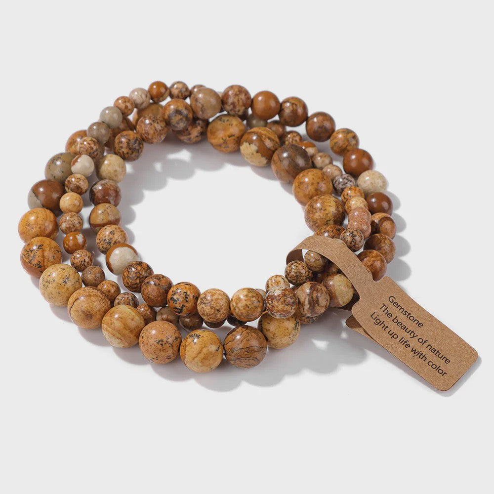 Set van 3 Natuurstenen Kralen Armbanden - Dames & Heren - 4, 6, 8 MM