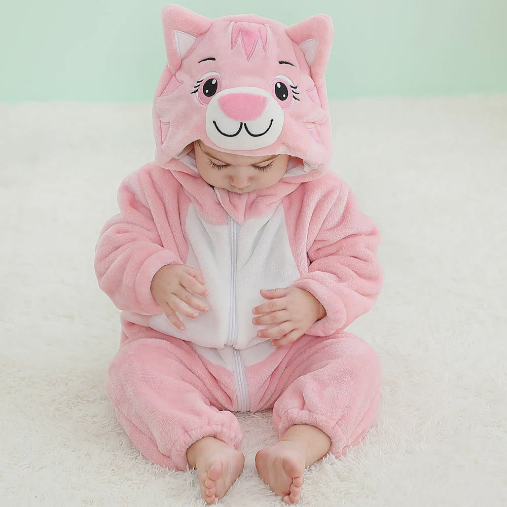 Baby Romper Dierenkostuum Kigurumi - Zacht Flanellen Jumpsuit voor Jongens & Meisjes