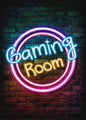 Gaming Neon Canvas Poster: Eat Sleep Game Repeat - Decoratie voor Gamer Kamer