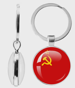 Soviet Union,Brazil,Canada,Netherlands,Israel,Syria,Venezuela,United States,Spain National Flag Series Double-Sided Keychain