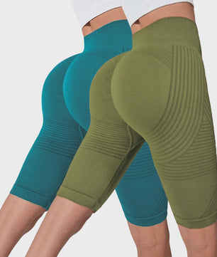 2-Pack Seamless High-Waisted Yoga Shorts met Push-Up Effect - Perfect voor Fitness & Training