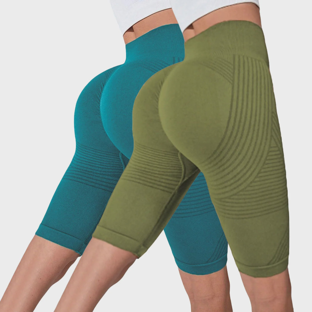 2-Pack Seamless High-Waisted Yoga Shorts met Push-Up Effect - Perfect voor Fitness & Training