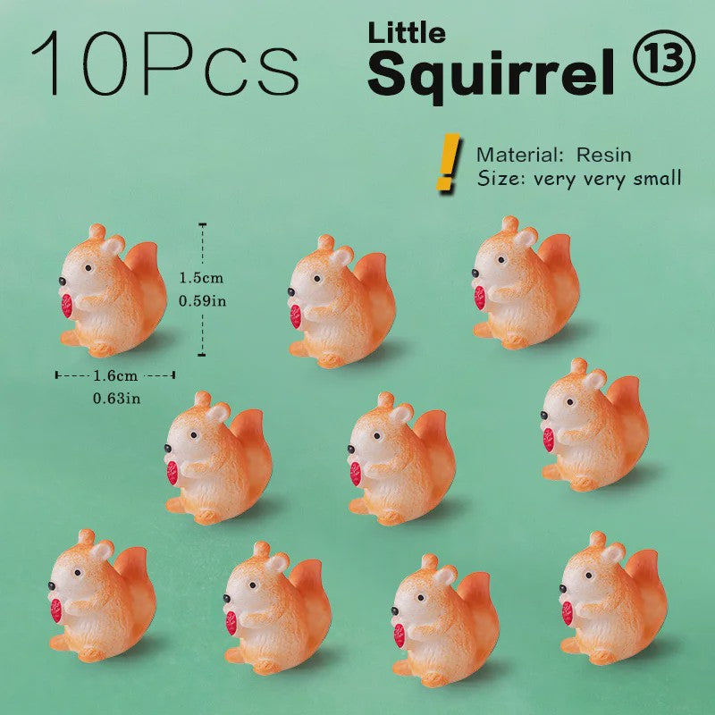 Set van 10 Miniatuur Dierenfiguren: Tuin, Sprookjes & Decoratie