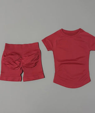 Seamless Sportset Dames: Yoga Top met Korte Mouw & Fitness Shorts