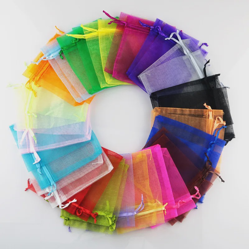 100x Organza Zakjes - Cadeau, Sieraden & Feest - Diverse Maten & Kleuren