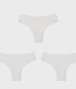 3-Pack Dames Slipjes met Kantrand - Low-Waist Thong & G-String in Luipaardprint en Effen Kleuren