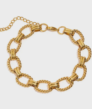 Gouden Chunky Schakelarmband met OT Sluiting - Roestvrij Staal, Aanslagvrij