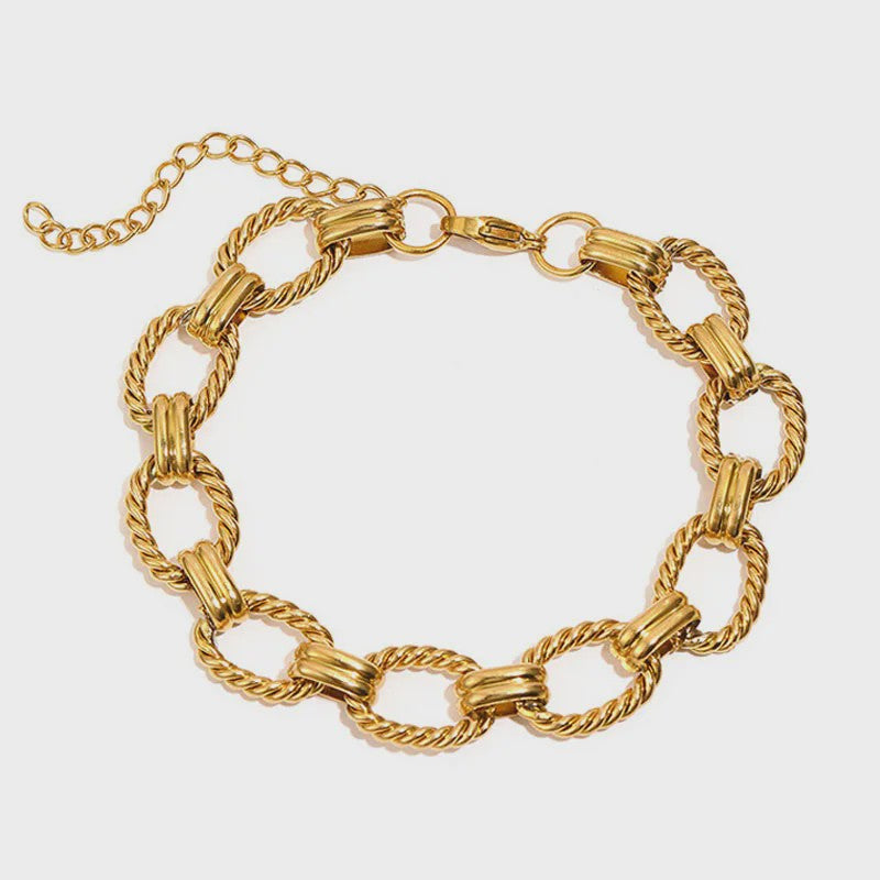 Gouden Chunky Schakelarmband met OT Sluiting - Roestvrij Staal, Aanslagvrij