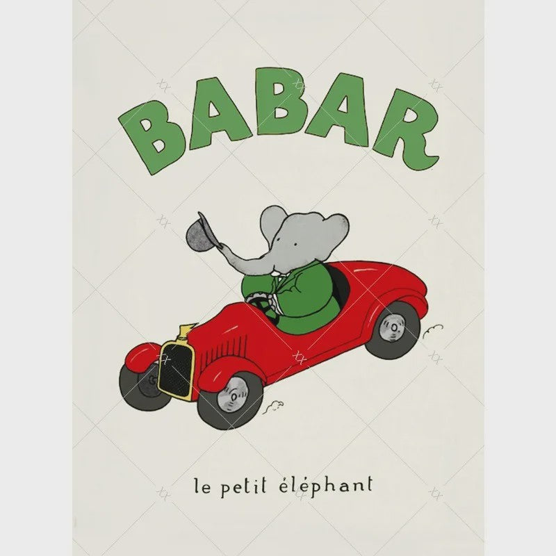 Babar Poster Canvas - Sprookjes Kunst voor Kinderkamer & Babykamer Decoratie
