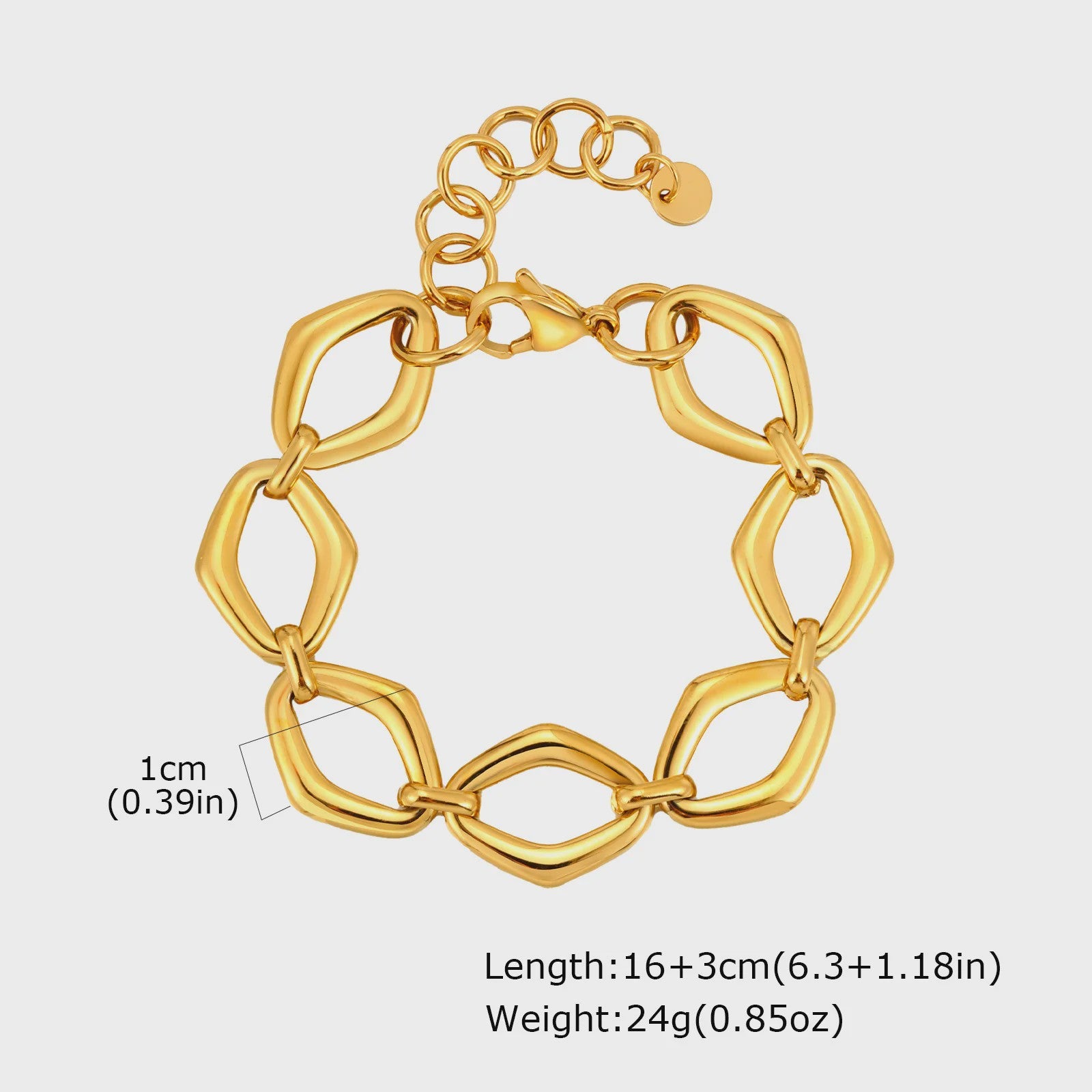 Gouden Roestvrij Staal Chunky Schakelarmband voor Dames - Waterdicht & Verstelbaar