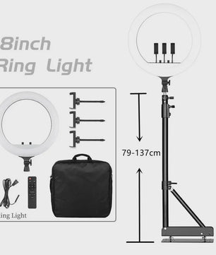 18 Inch Ring Light LED Lamp met Verstelbaar Statief & Telefoonhouder voor YouTube, Foto & Studio