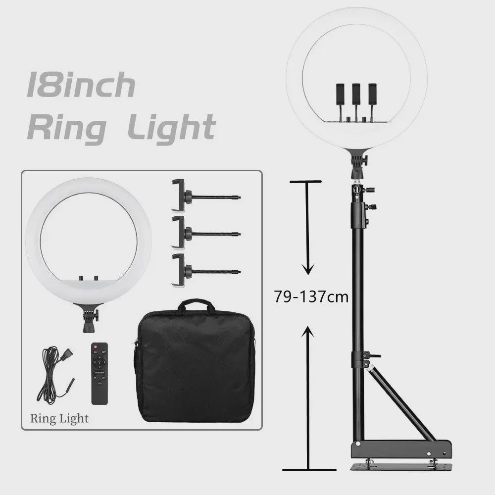 18 Inch Ring Light LED Lamp met Verstelbaar Statief & Telefoonhouder voor YouTube, Foto & Studio