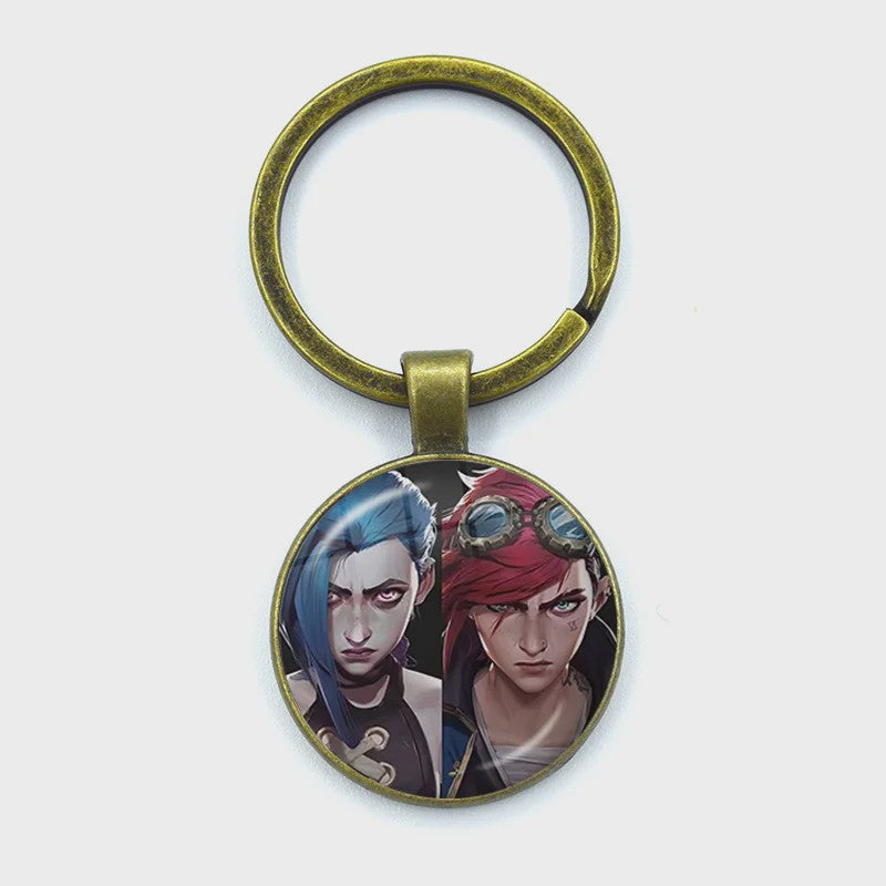 League of Legends Jinx Anime Glazen Hanger Sleutelhanger - Uniek Cadeau voor Fans