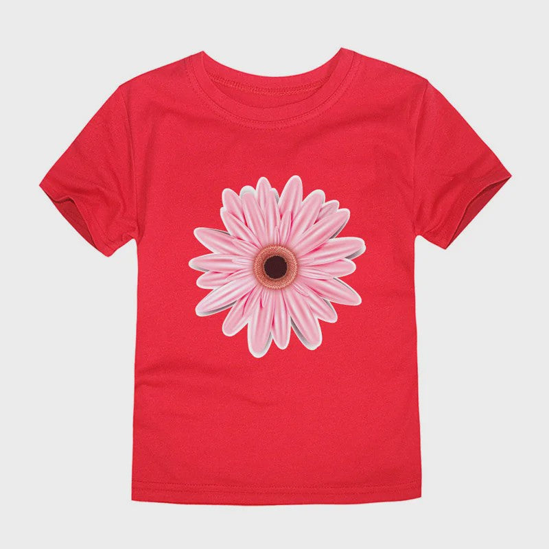 Schattig Katoenen T-shirt Meisjes met Bloemprint - Maten 2 t/m 14 Jaar