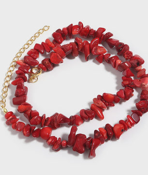 Unieke Natuursteen Choker Ketting - Onregelmatige Kristal & Aquamarijn Chips