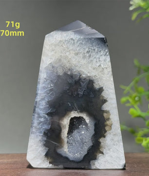 Zwarte Agaat Kristal Geode Obelisk - Natuurlijke Decoratie & Meditatie Steen