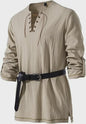 Heren Middeleeuwse Tuniek met Vetersluiting - Renaissance, Viking & Piraat Kostuum Shirt