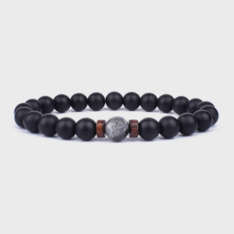 Natuursteen Armband Heren Dames - Lava & Hout Kralen 8mm
