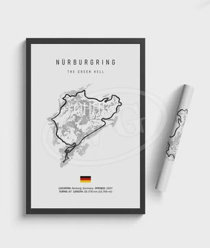 Vintage F1 Circuit Poster: Zwart-Wit Formule 1 Kunst voor de Raceliefhebber