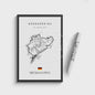Vintage F1 Circuit Poster: Zwart-Wit Formule 1 Kunst voor de Raceliefhebber